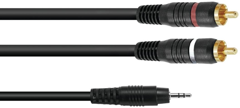 Omnitronic Adaptercable 3.5 Jack/2xRCA 0,5m bk