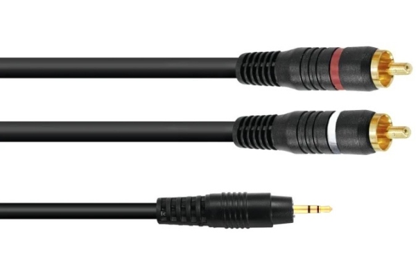 Omnitronic Adaptercable 3.5 Jack/2xRCA 6m bk