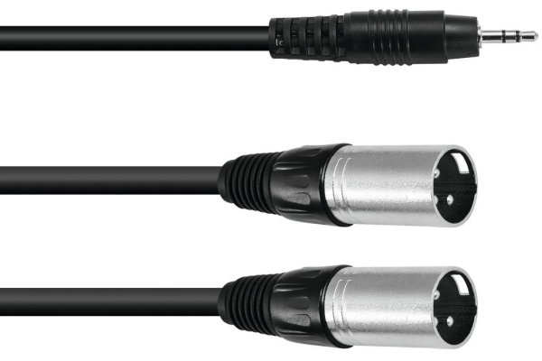 Adaptercable 3.5 Jack/2xXLR(M) 1.5m bk