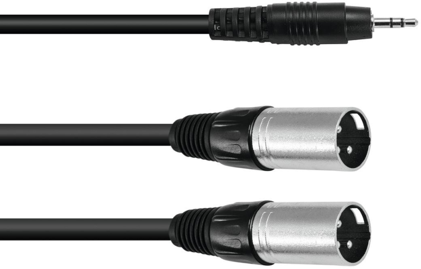 Omnitronic Adaptercable 3.5 Jack/2xXLR(M) 1.5m bk