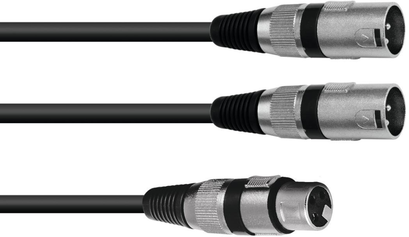 Omnitronic Adaptercable XLR(F)/2xXLR(M) 0,5m bk