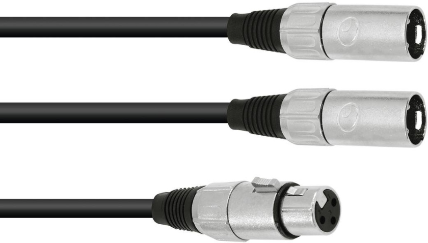 Omnitronic Adaptercable XLR(F)/2xXLR(M) 1m bk