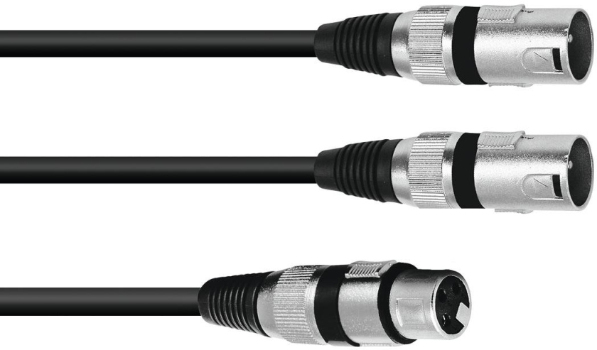 Omnitronic Adaptercable XLR(F)/2xXLR(M) 3m bk