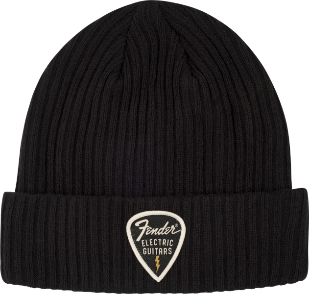Fender Pick Patch Ribbed Beanie Black