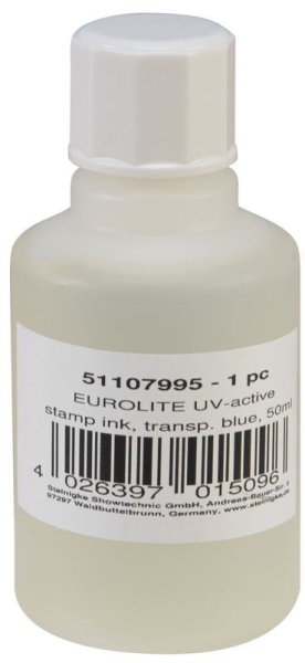 Eurolite UV-active Stamp Ink, transparent blue, 50ml