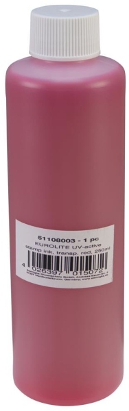 Eurolite UV-active Stamp Ink, transparent red, 250ml