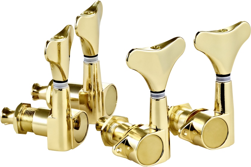 Ortega Electric/acoustic bass tuning machines, standard, 4-string Die-Cast, 2+2 - Gold