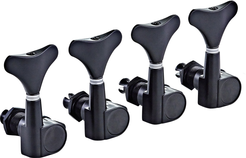 Ortega Electric/acoustic bass tuning machines, standard, 4 string Die-Cast, 4 in line - Black