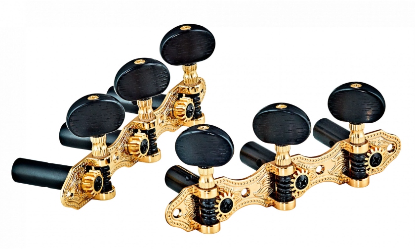 Ortega classic tuning machines set - gold hw / black tubes deluxe