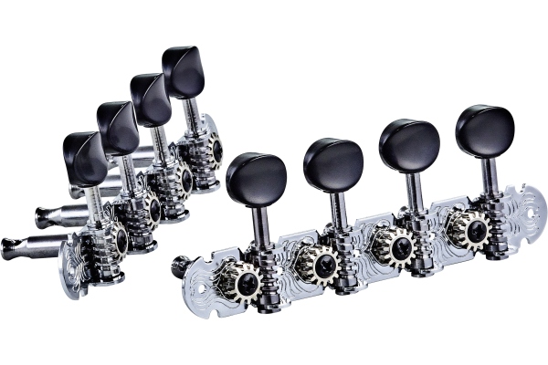 Mandolin, A-style, deluxe, black buttons - Chrome