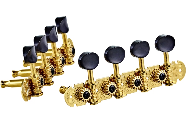Mandolin, A-style, deluxe, black buttons - Gold Mandolin, A-style, deluxe, black buttons - Gold