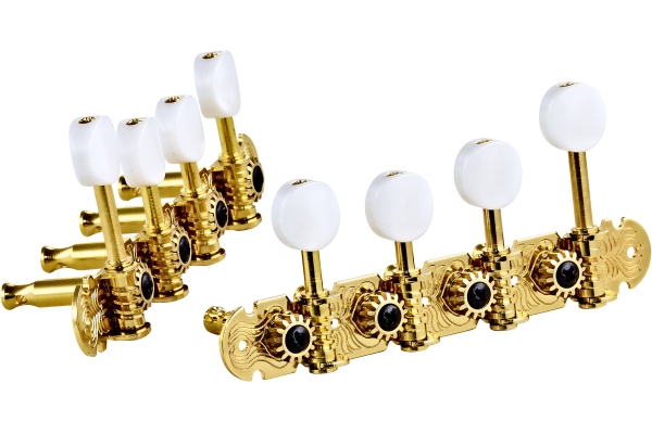 Mandolin, F-style, premium, white buttons - Gold Mandolin, F-style, premium, white buttons - Gold