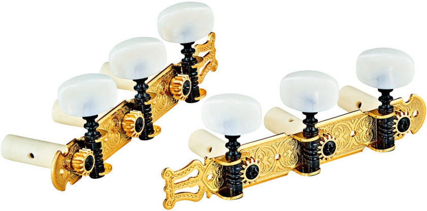 Ortega Classic Tuning Machines Set - Gold HW / White Tubes Standard