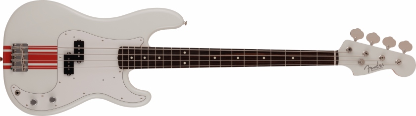 Fender 2023 Collection Made in Japan Traditional 60s Precision Bass Rosewood Fingerboard Olympic White with Red Competition Stripe