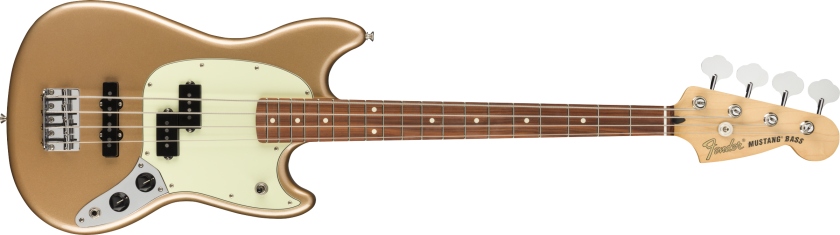 Fender Player Mustang Bass PJ Pau Ferro Fingerboard Firemist Gold