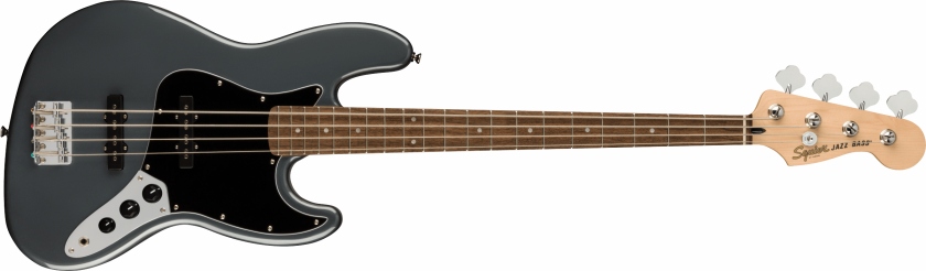 Fender Squier Affinity Series Jazz Bass Laurel Fingerboard Black Pickguard Charcoal Frost Metallic