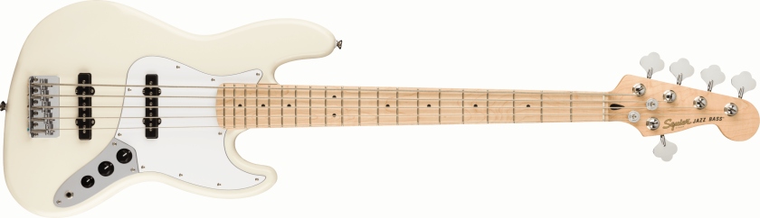 Fender Squier Affinity Series Jazz Bass V Maple Fingerboard White Pickguard Olympic White