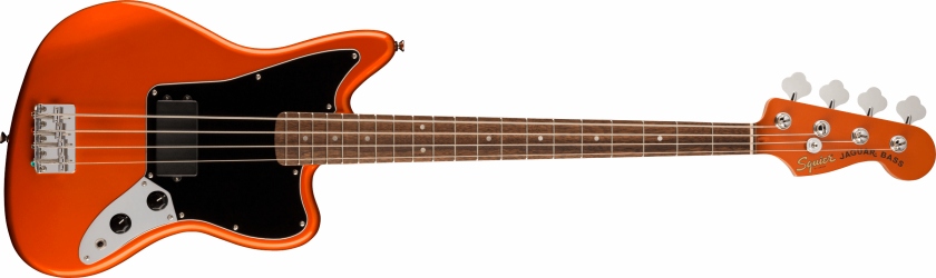 Fender Squier FSR Affinity Seriesâ„¢ Jaguar Bass H Laurel Fingerboard Black Pickguard Matching Headstock Metallic Orange