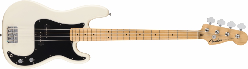 Fender Standard Precision Bass MF Black Pickguard Olympic White