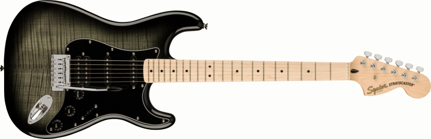 Fender Squier Affinity Series Stratocaster FMT HSS Maple Fingerboard Black Pickguard Black Burst