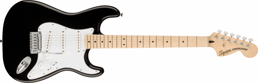 Fender Squier Affinity Series Stratocaster Maple Fingerboard White Pickguard Black