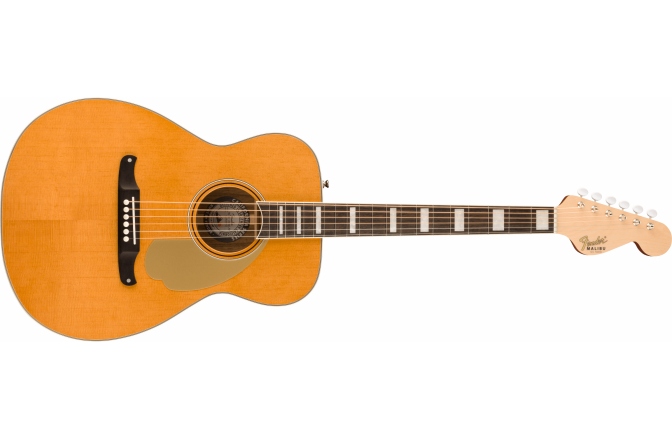 Chitară electro-acustică Fender Malibu Vintage, Ovangkol Fingerboard, Gold Pickguard, Aged Natural