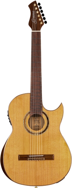 Ortega Ben Woods Signature Guitar Reversed Headstock Nylon 6 String + Ben Woods Gigbag - Fishman- Clasica Blend System mit XLR Output