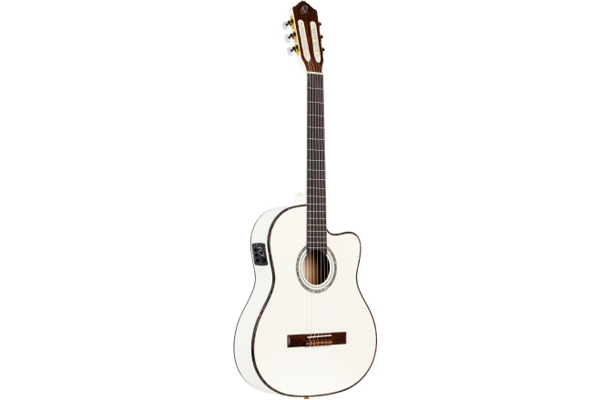 Chitară electro-clasică Ortega Classical Guitar Family Series Pro 4/4 inclusive Gigbag and Strap Thinline Body Slim Neck - WH - White