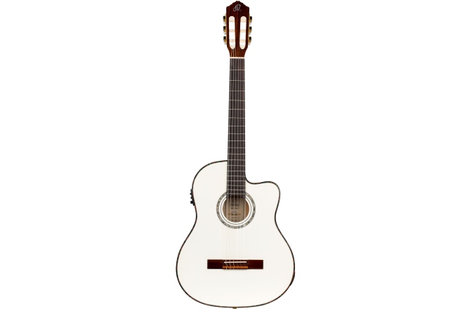 Chitară electro-clasică Ortega Classical Guitar Family Series Pro 4/4 inclusive Gigbag and Strap Thinline Body Slim Neck - WH - White