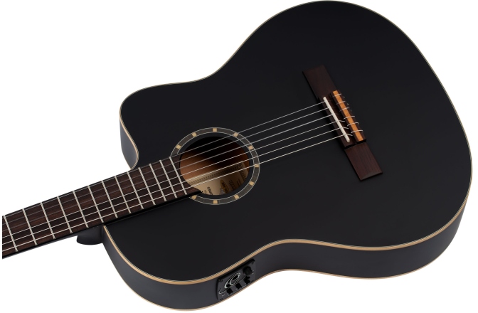 Chitară electro-clasică Ortega Family Thinline Cutaway RCE125SN-SBK