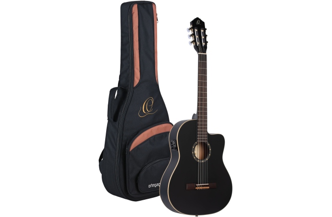 Chitară electro-clasică Ortega Family Thinline Cutaway RCE125SN-SBK