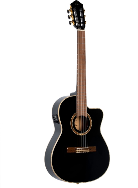 Ortega Performer Series Classical Guitar 4/4 Slim Neck / Thinline Body - black + bag
