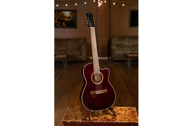 Chitară electro-clasică Ortega Performer Series Nylon String Guitar - Stained Red