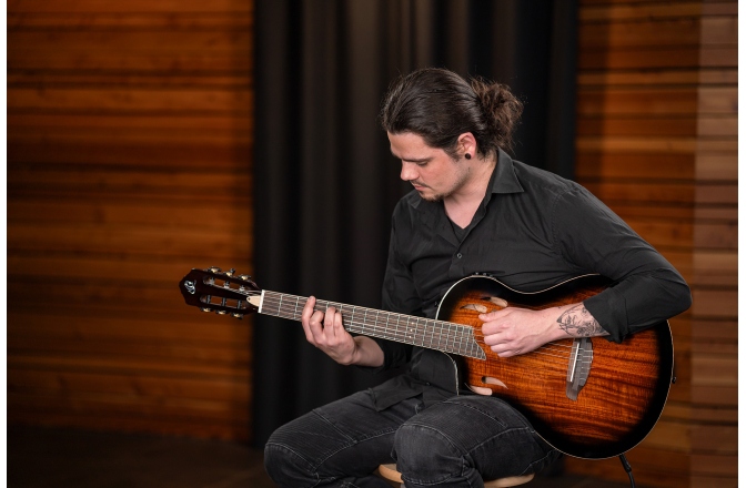 Chitară electro- clasică Ortega TourPlayer DeLuxe Lefty - Acacia Burst + Gig Bag