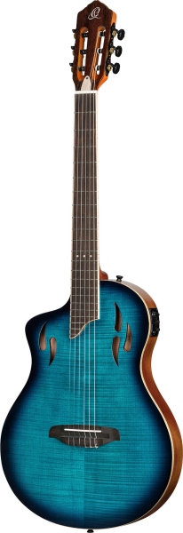 Ortega TourPlayer DeLuxe Lefty - Flamed Maple Blue + Gig Bag