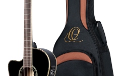 Chitară electro-clasică stângaci Ortega Classical Guitar Family Series Pro 4/4 inclusive Gigbag Thinline Body Slim Neck Lefthand - BK - Black