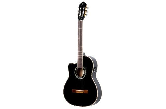 Chitară electro-clasică stângaci Ortega Classical Guitar Family Series Pro 4/4 inclusive Gigbag Thinline Body Slim Neck Lefthand - BK - Black