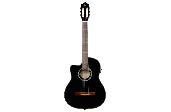 Chitară electro-clasică stângaci Ortega Classical Guitar Family Series Pro 4/4 inclusive Gigbag Thinline Body Slim Neck Lefthand - BK - Black