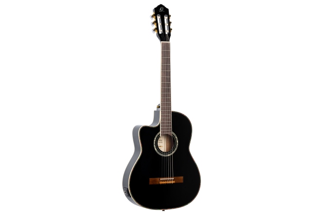 Chitară electro-clasică stângaci Ortega Classical Guitar Family Series Pro 4/4 inclusive Gigbag Thinline Body Slim Neck Lefthand - BK - Black