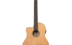 Chitară electro-clasică stângaci Ortega Family Series Pro 4/4 Classical Guitar Slim Neck Lefty - Natural Cedar + Bag