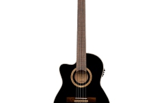 Chitară electro-clasică stângaci Ortega Performer Series Classical Guitar  4/4 Slim Neck Thinline Body Lefty - Black + Bag