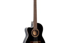 Chitară electro-clasică stângaci Ortega Performer Series Classical Guitar  4/4 Slim Neck Thinline Body Lefty - Black + Bag