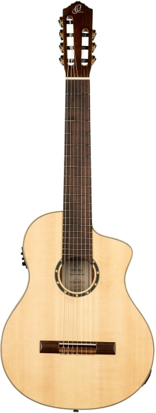 Ortega Family Series Pro Acoustic Guitar 7 String with Cutaway & Electronics - Solid Spruce + Bag