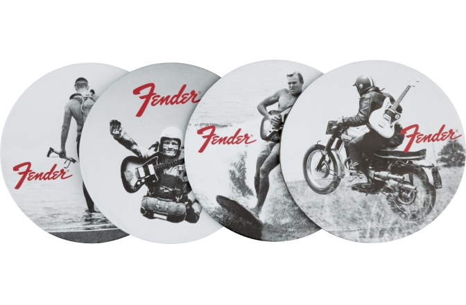 Coastere din Piele Fender Vintage Ads 4-Pk Coaster Set Black and White