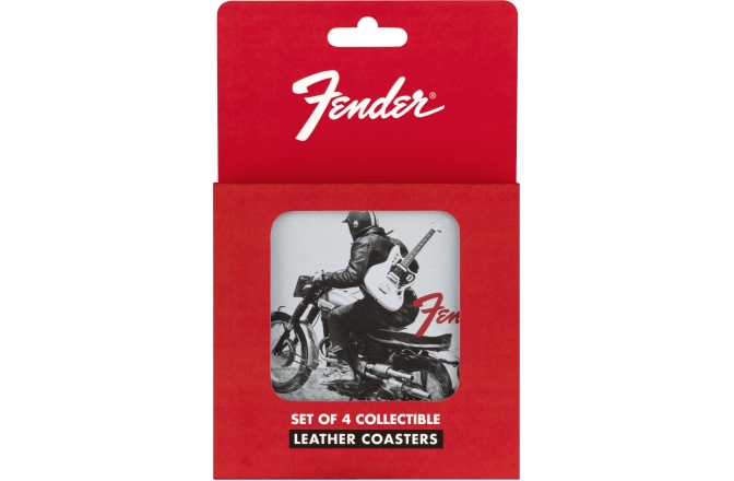 Coastere din Piele Fender Vintage Ads 4-Pk Coaster Set Black and White