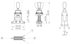 Comutator chitara electrica Partsland Comutator Toggle Switches Buton negru