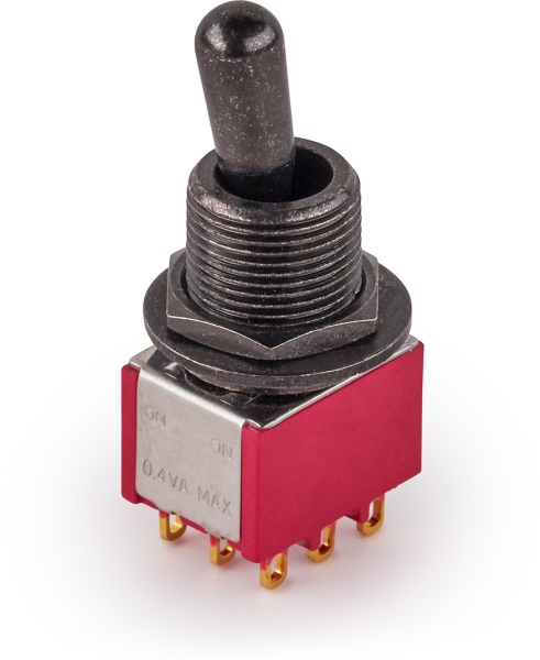 MEC Pickups Maxi Toggle Switch, Short, Solder Lugs, ON/ON, 3PDT - Black