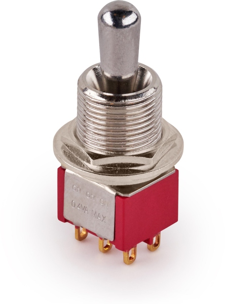 MEC Pickups Maxi Toggle Switch, Short, Solder Lugs, ON/ON/ON, DP3T - Chrome
