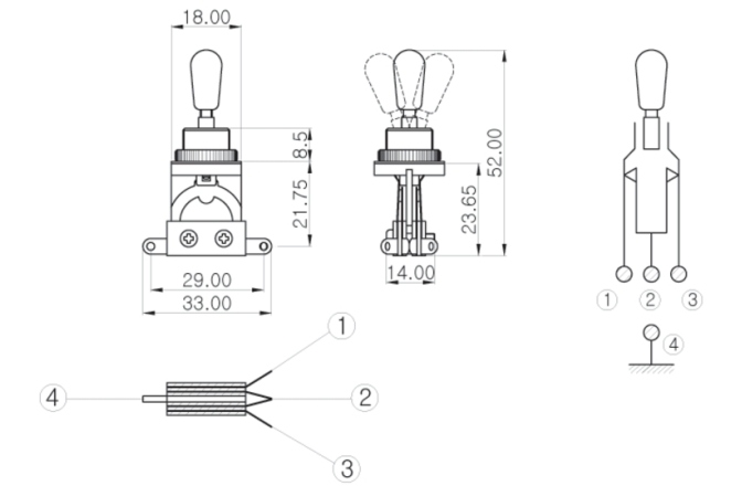Comutator chitară Partsland Toggle Switch Les Paul Style