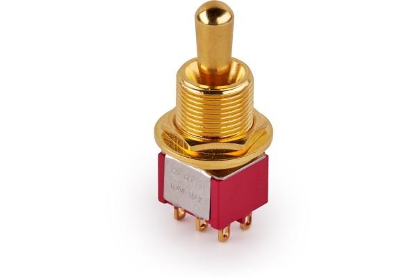 MEC Pickups  Maxi Toggle Switch, Short, Solder Lugs, ON/ON/ON, DP3T - Gold